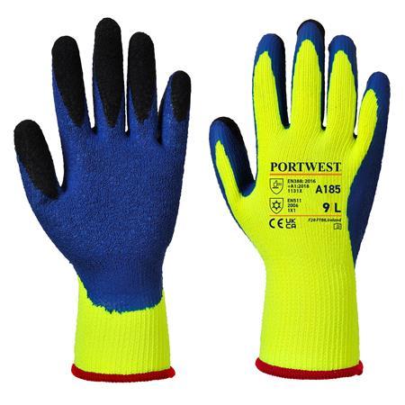 . Ochranné rukavice, latex, veľkosť: L "Duo-Therm", žlté-modré