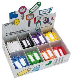Kľúčové štítky, displej, s krúžkom 200 ks, WEDO, 8 rôznych farieb