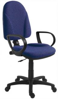 . Kancelárska stolička, čalúnená, čierny podstavec, s opierkou na ruky, "1080", modrá