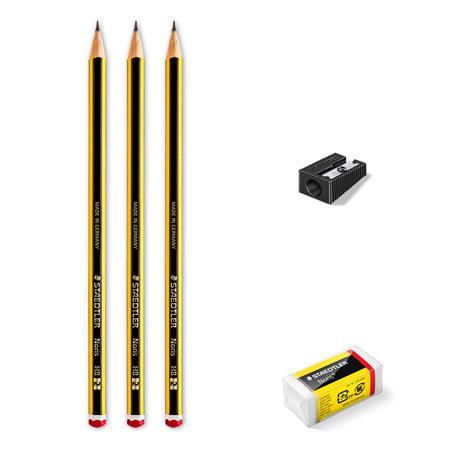 Grafitová ceruzka, HB, šesťhranná, so strúhadlom a gumou, STAEDTLER "Noris"