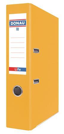 Pákový šanón, 75 mm, A4, PP/kartón, s ochranným spodným kovaním, DONAU "Life", neónovo žlt