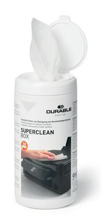 Čistiace utierky na plastové povrchy, 100 ks, DURABLE "SUPERCLEAN BOX 100"