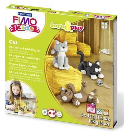 Modelovacia hmota, 4x42 g, FIMO "Kids Form & Play", mačky