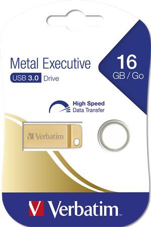 USB kľúč, 16GB, USB 3.0,  VERBATIM "Executive Metal" zlatá