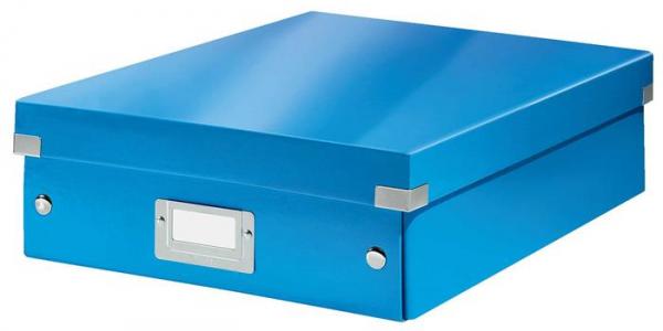 Odkladacia škatuľa, organizačná, laminovaný kartón, veľkosť: M, LEITZ "Click&Store", modrá