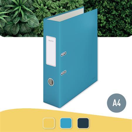 Pákový šanón, 80 mm, A4, kartón, 180°, LEITZ "Cosy Soft Touch", matná modrá