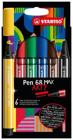 Fixka, sada, 1-5 mm, zrezaný hrot, STABILO "Pen 68 MAX", 6 rôznych farieb