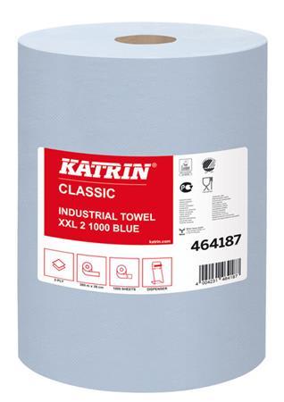 Priemyselné papierové utierky, 2-vrstvové, KATRIN "Classic XXL2", modrá 464187