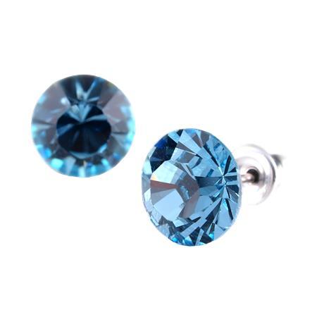 Náušnice s aqua modrým SWAROVSKI® krištáľom, 8 mm, ART CRYSTELLA®