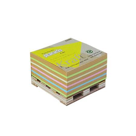 Samolepiaci poznámkový blok, 76x76 mm, 400 listov, mini paleta, STICK N "Kraft Cube", mix