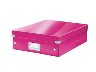 Odkladací box, organizačný, laminovaný kartón, veľkosť M, LEITZ "Click&Store", ružový
