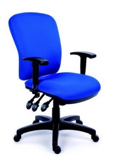 MAYAH Kancelárska stolička, s nastaviteľnými opierkami, modré čalúnenie, čierny podstavec, MaYAH