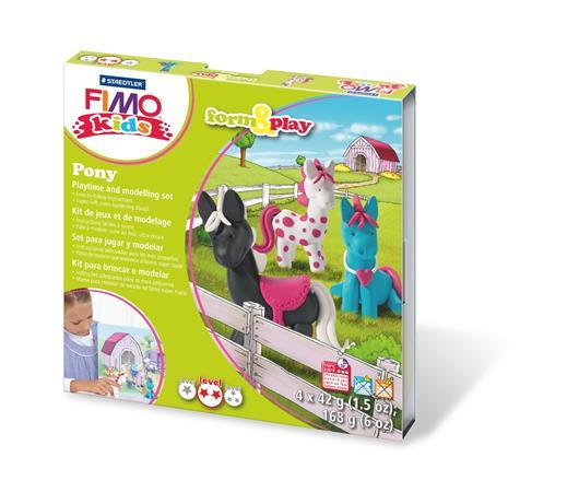 Modelovacia hmota, 4x42 g, FIMO "Kids Form & Play", poníky