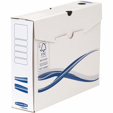 Archivačná krabica, A4, 80 mm, FELLOWES "Bankers Box Basic", modrá/biela