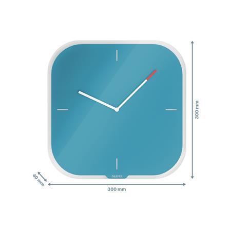 Nástenné hodiny, štvorcové, 30x30 cm, LEITZ "Cosy", matná modrá
