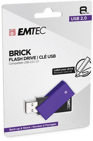 USB kľúč, 8GB, USB 2.0, EMTEC "C350 Brick", fialová