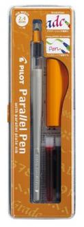 Plniace pero, kaligrafické, 0,5-2,4 mm, oranžový vrchnák, PILOT "Parallel Pen"