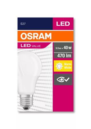 LED žiarovka, E27, guľa, A60, 5W, 470lm, 2700K (MF), OSRAM "Value" 1