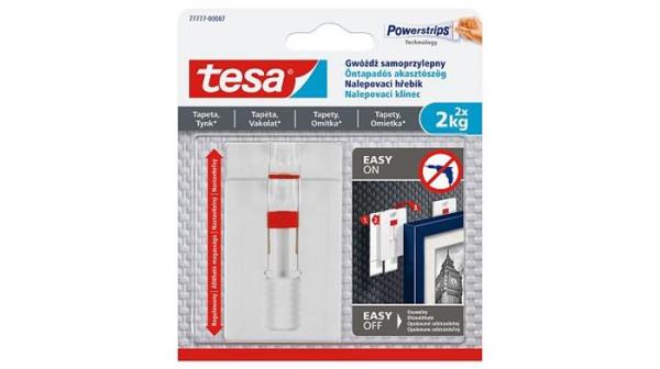 Nastaviteľný nalepovací klinec na na tapety a omietku, TESA "Powerstrips®"