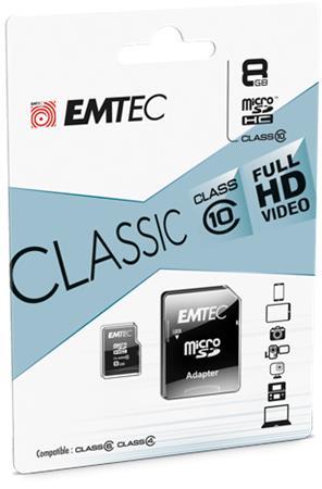 Pamäťová karta, microSD, 8GB, 20/12 MB/s, EMTEC "Classic"