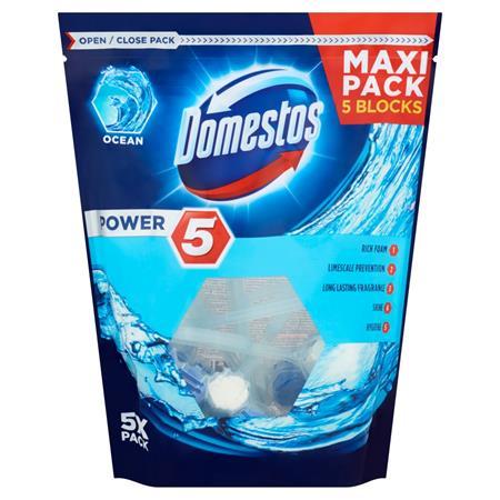 WC osviežujúci blok, 5 ks, DOMESTOS "Power 5", oceán