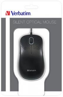 Myš, drôtová, optická, normálna veľkosť, USB, VERBATIM "Silent", čierna