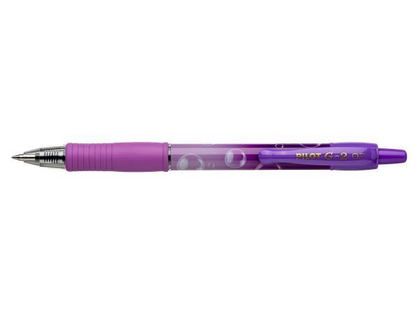 Gélové pero, 0,32 mm, stláčací mechanizmus, PILOT "G-2 Purple Bubble", modrá