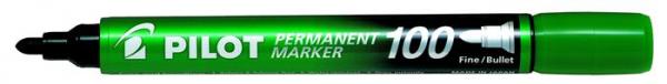 Permanentný popisovač, 1 mm, kužeľový, PILOT "Permanent Marker 100", zelený
