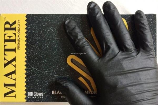 . Ochranné rukavice, jednorazové, nitrilové, veľkosť L, 100 ks, nepudrované, čierna