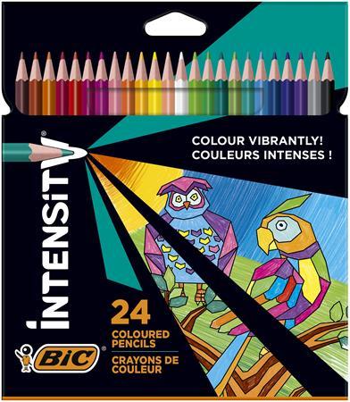 Farebné ceruzky, sada, trojhranné, BIC "Intensity Up", 24 rôznych farieb