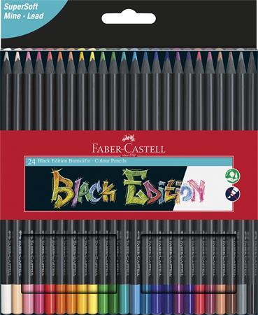 Farebné ceruzky, sada, trojhranné, FABER-CASTELL "Black Edition",  24  rôznych farieb