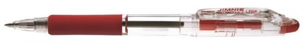 Guľôčkové pero, 0,24 mm, stláčací mechanizmus, ZEBRA "Jimnie", červená