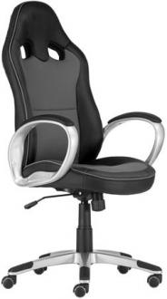 . Manažérska stolička, čalúnenie - mesh a koženka, plastový podstavec, "OREGON", čierna-sivá