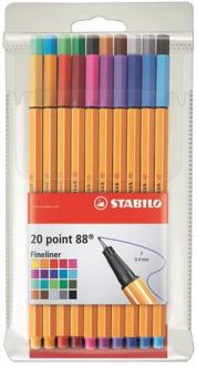 Liner, sada, 0,4 mm, STABILO "Point 88 Big Point", 20 rôznych farieb
