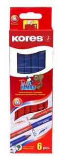 Poštová ceruzka, trojuholníkový tvar, KORES "Twin Jumbo", modrá-červená