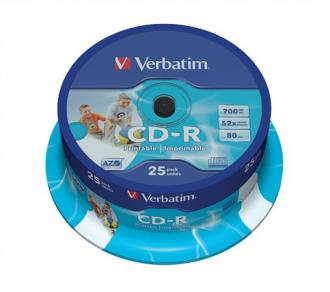 CD-R 700 MB, 52x, potlačiteľné., AZO, ID, cake box, VERBATIM