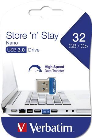 USB kľúč, 32GB, USB 3.0, 80/25MB/sec, VERBATIM "NANO STORE ´N´ STAY"