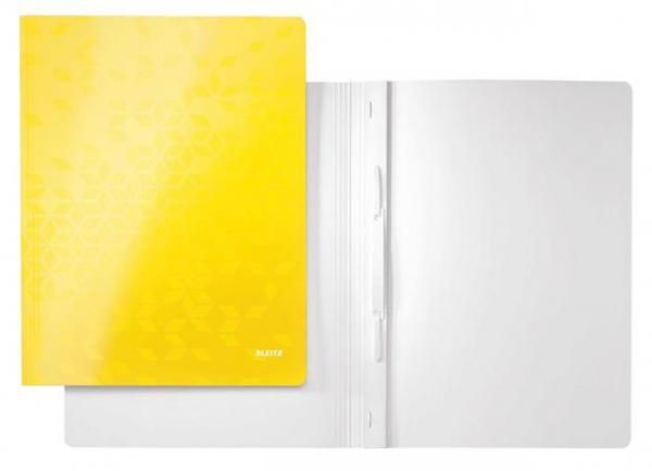 Rýchloviazač, laminovaný kartón, A4, LEITZ "Wow", žltá