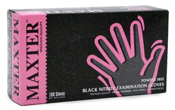 . Ochranné rukavice, jednorazové, nitrilové, veľkosť M, 100 ks, nepudrované, čierna