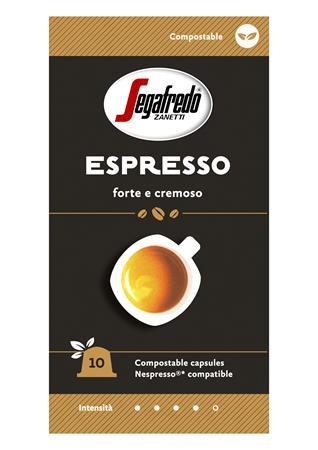 Kávové kapsuly, 10 ks biologicky rozložiteľných kapsúl, SEGAFREDO Espresso  - do kávovarov