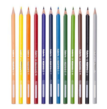 Farebné ceruzky, sada, trojhranné, 1 grafitová ceruzka, 1 strúhadlo, KORES "KOLORES Twist