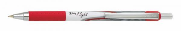 Guľôčkové pero, 0,34 mm, stláčací mechanizmus, ZEBRA "Z-Grip Flight", červená