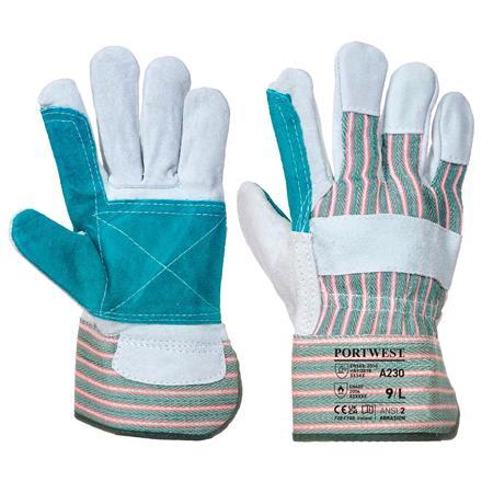 . Pracovné rukavice, koža, s dvojitou dlańou, veľkosť: XL méret, sivé