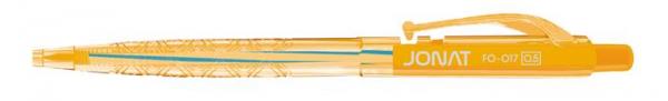 Guľôčkové pero, 0,25 mm, stláčací mechanizmus, rôzne farby tela, FLEXOFFICE "Jonat", modrá