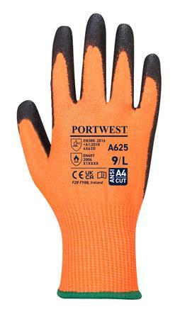 . Ochranné rukavice, HPPE, odolné voči prerezaniu, M, "Cut 5", oranžová