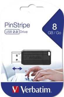 VERBATIM USB drive 8 GB Pin Stripe 10/4 MB/sec, čierny