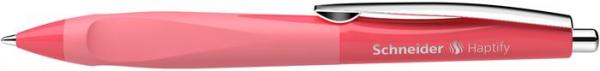 Guľôčkové pero, 0,5 mm, stláčací mechanizmus, koralovo červené telo, SCHNEIDER "Haptify",