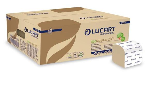 Toaletný papier, skladaný, 2 vrstvy, 210 listov/bal., LUCART "EcoNatural", havana hnedá