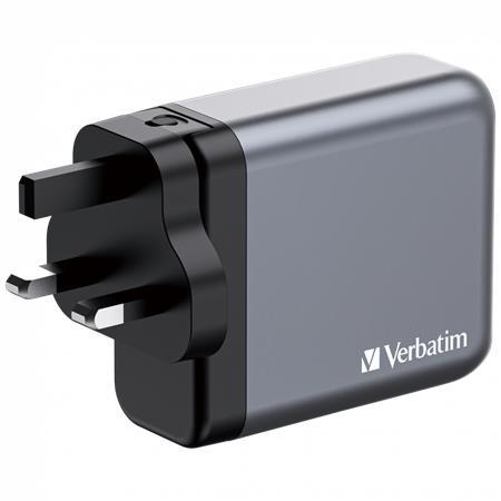 VERBATIM Sieťová nabíjačka, 2xUSB-C PD (140W), USB-C PD (20W), USB-A QC 3.0, EU/UK/US, GaN, VERBATI