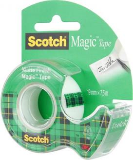 Lepiaca páska, s dispenzorom, 19 mm x 7,5 m, 3M SCOTCH "Magic Tape"